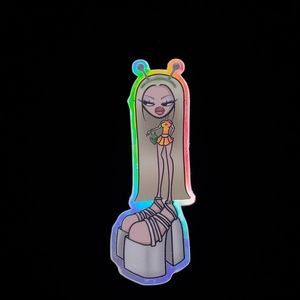 Alien girl holographic sticker Y2K 90s